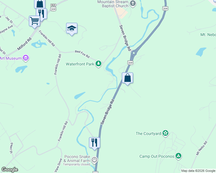 map of restaurants, bars, coffee shops, grocery stores, and more near Old Twin Falls Road in Monroe County