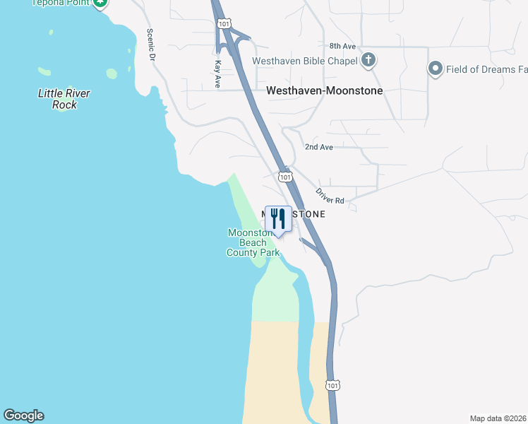 map of restaurants, bars, coffee shops, grocery stores, and more near 186-198 Moonstone Beach Road in Trinidad