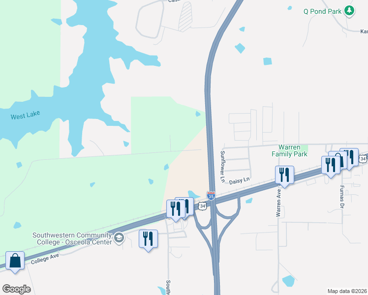 map of restaurants, bars, coffee shops, grocery stores, and more near 2139 Ivy Street in Osceola