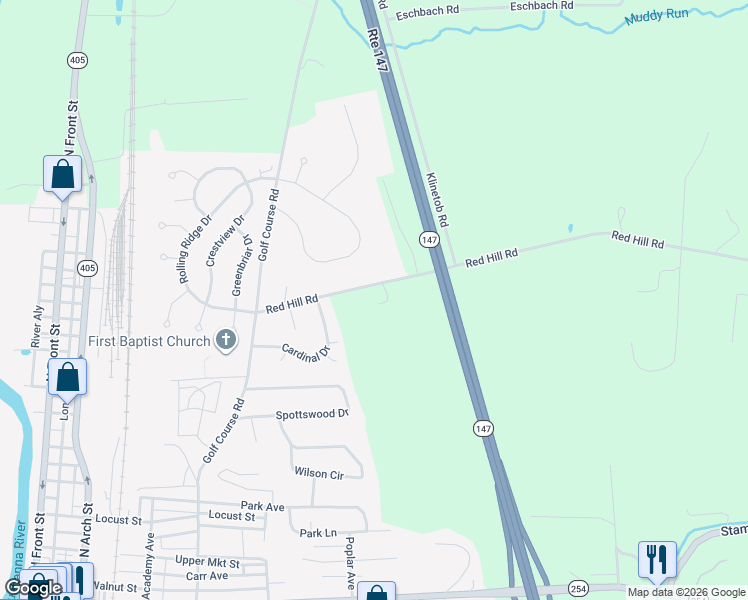 map of restaurants, bars, coffee shops, grocery stores, and more near 126 Red Hill Road in Milton