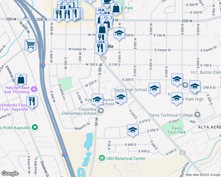 map of restaurants, bars, coffee shops, grocery stores, and more near 59 Belmore Drive in Kaysville