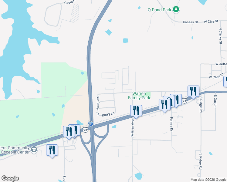 map of restaurants, bars, coffee shops, grocery stores, and more near 1814 Truman Road in Osceola