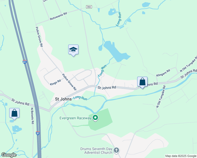 map of restaurants, bars, coffee shops, grocery stores, and more near Saint Johns Road in Drums