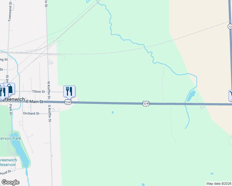 map of restaurants, bars, coffee shops, grocery stores, and more near 2300 U.S. 224 in Greenwich