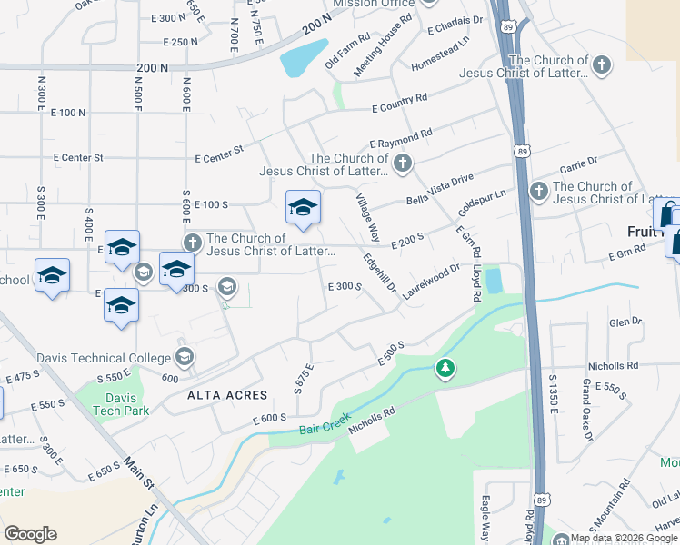 map of restaurants, bars, coffee shops, grocery stores, and more near 955 East 250 South in Kaysville