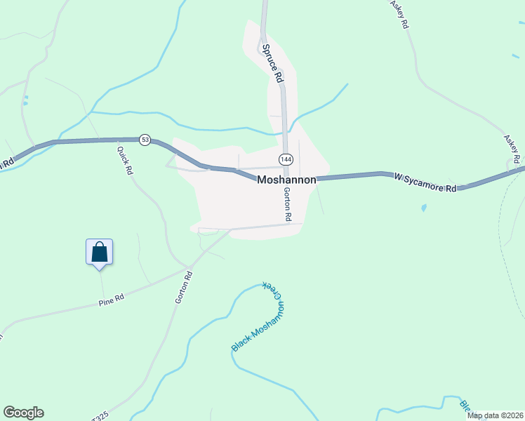 map of restaurants, bars, coffee shops, grocery stores, and more near Gorton Road in Moshannon