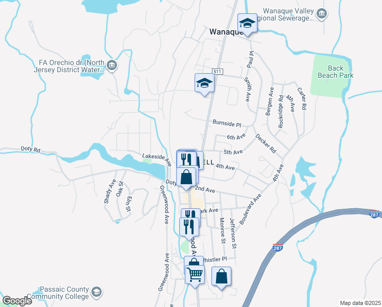 map of restaurants, bars, coffee shops, grocery stores, and more near 1049 Ringwood Avenue in Wanaque