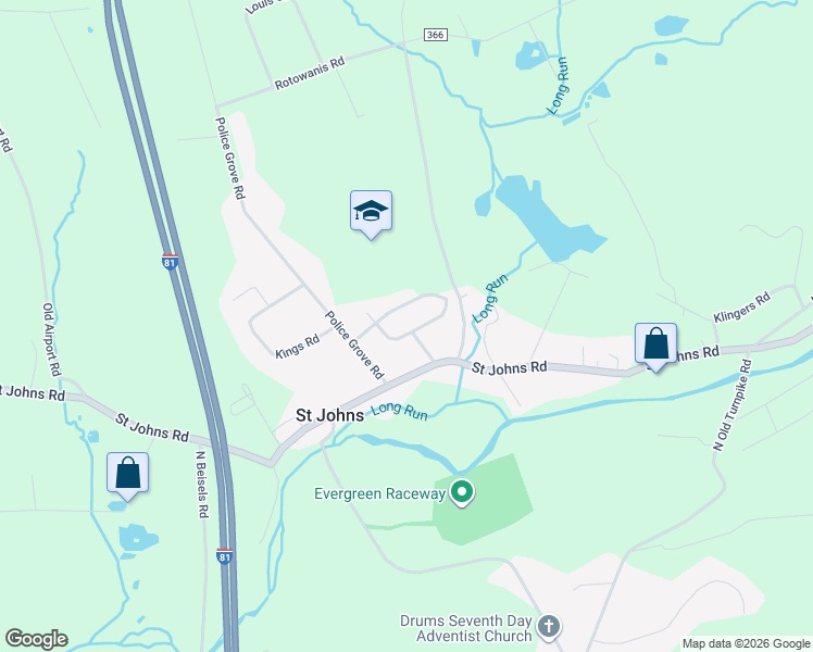 map of restaurants, bars, coffee shops, grocery stores, and more near 146 Woodring Road in Drums