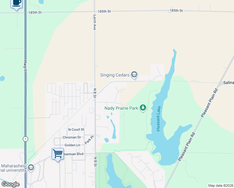 map of restaurants, bars, coffee shops, grocery stores, and more near Silver Lakes Circle in Fairfield
