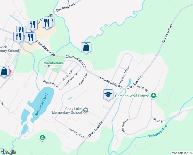 map of restaurants, bars, coffee shops, grocery stores, and more near 144 Chamberlain Rd in Jefferson