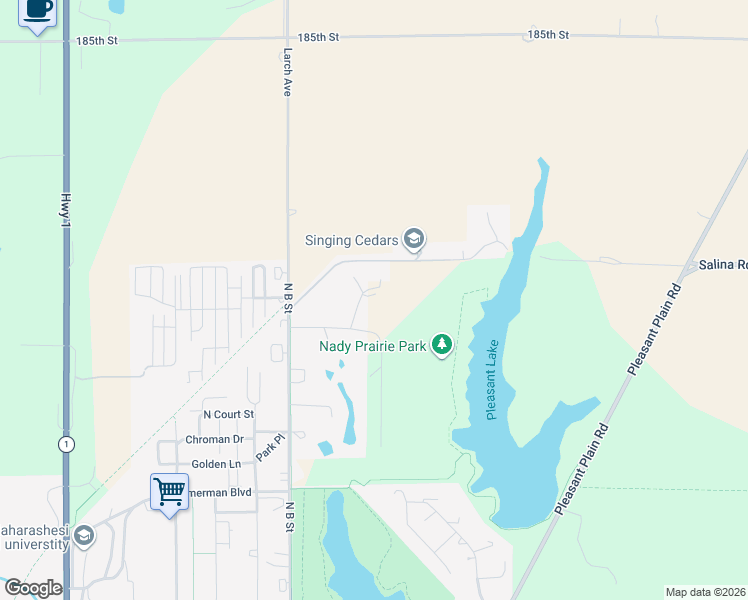 map of restaurants, bars, coffee shops, grocery stores, and more near Silver Lakes Circle in Fairfield