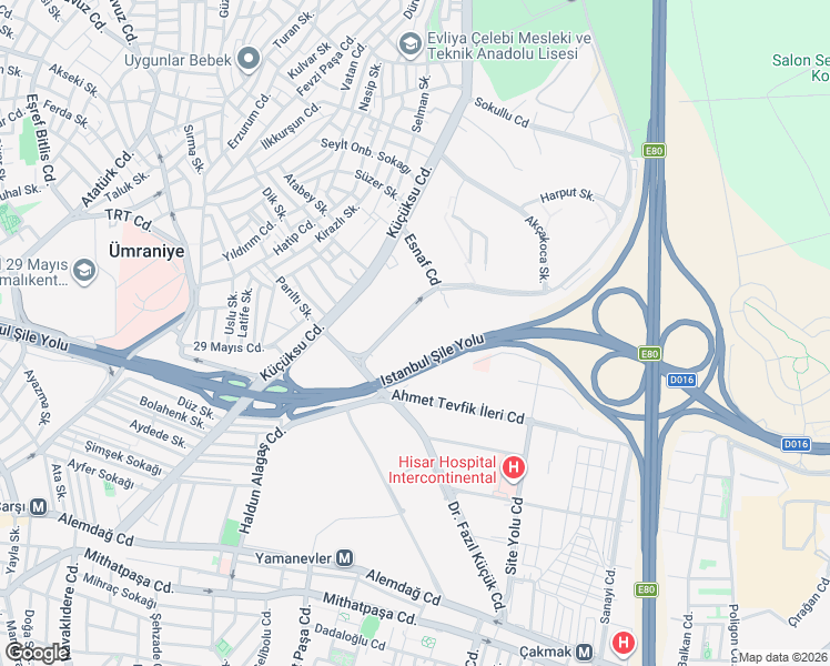 map of restaurants, bars, coffee shops, grocery stores, and more near 4/2 Doktor Adnan Büyükdeniz Caddesi in Ümraniye