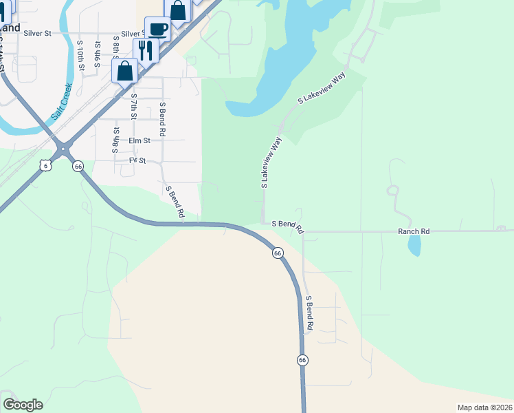 map of restaurants, bars, coffee shops, grocery stores, and more near 729 South Lakeview Way in Ashland