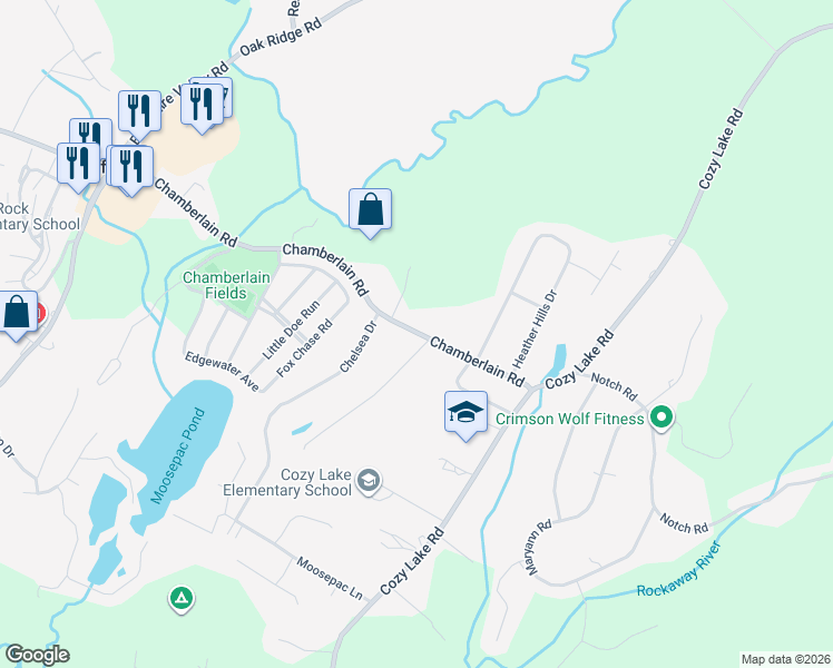 map of restaurants, bars, coffee shops, grocery stores, and more near 144 Chamberlain Road in Jefferson