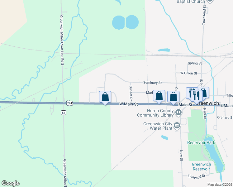 map of restaurants, bars, coffee shops, grocery stores, and more near 2 Countryside Drive North in Greenwich