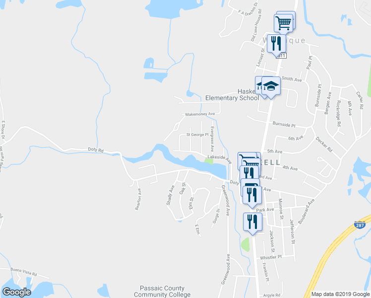 map of restaurants, bars, coffee shops, grocery stores, and more near 62 Lakeside Avenue in Wanaque