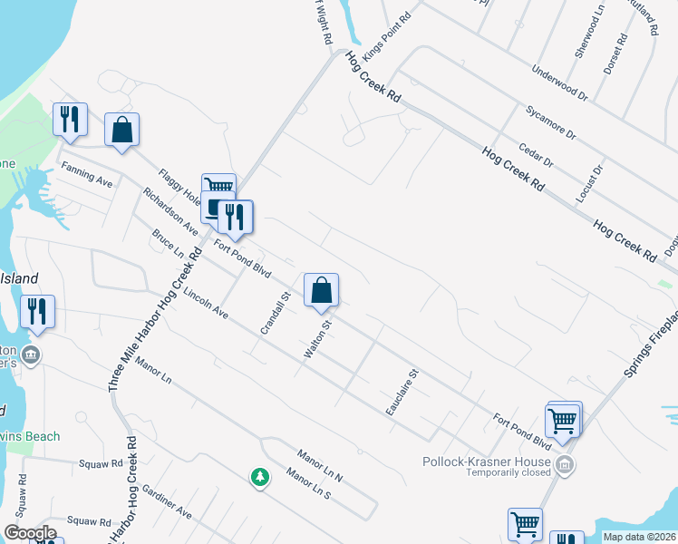 map of restaurants, bars, coffee shops, grocery stores, and more near 8 Winterberry Lane in East Hampton