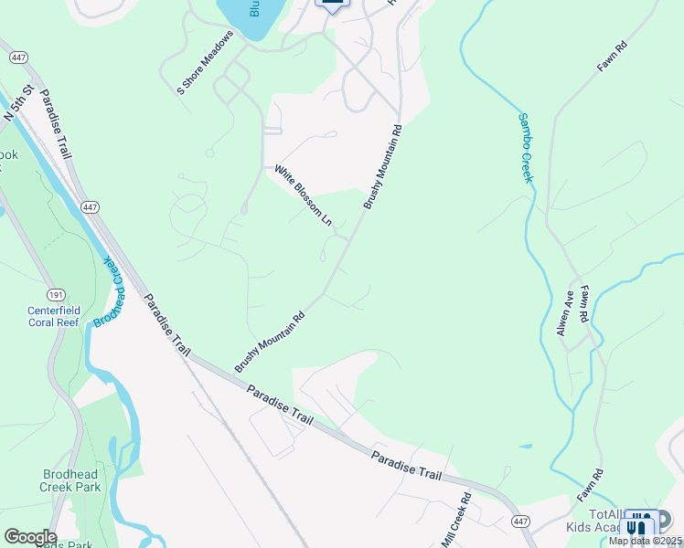 map of restaurants, bars, coffee shops, grocery stores, and more near 140 Brushy Mountain Road in East Stroudsburg