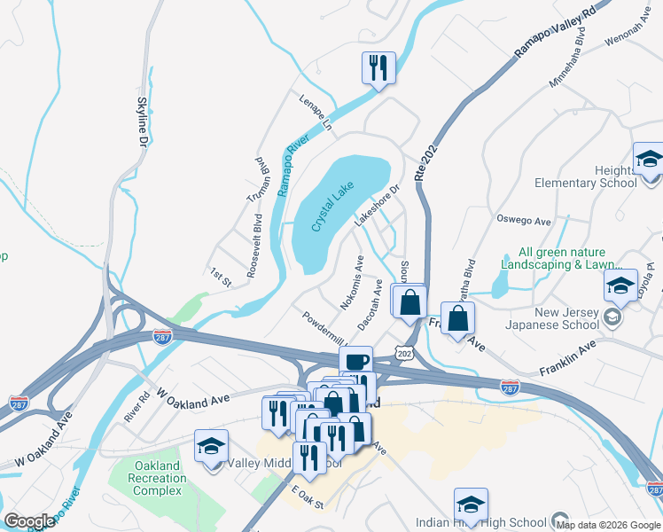map of restaurants, bars, coffee shops, grocery stores, and more near 41 Lakeshore Drive in Oakland