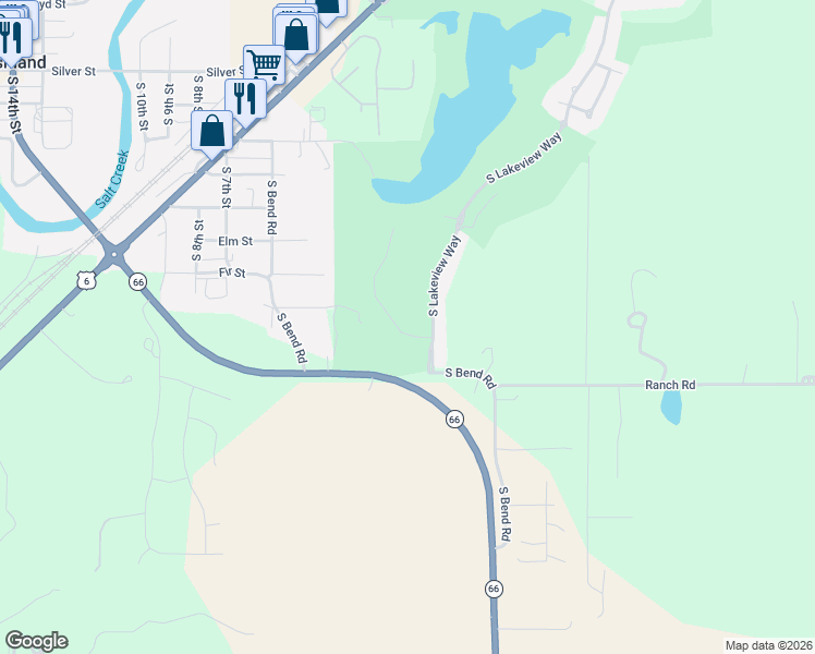 map of restaurants, bars, coffee shops, grocery stores, and more near 729 South Lakeview Way in Ashland