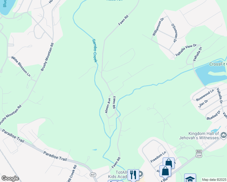 map of restaurants, bars, coffee shops, grocery stores, and more near 662 Fawn Road in East Stroudsburg