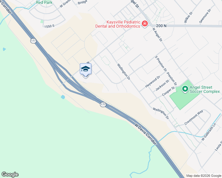 map of restaurants, bars, coffee shops, grocery stores, and more near 140 South 2300 West in Kaysville