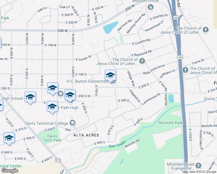 map of restaurants, bars, coffee shops, grocery stores, and more near 827 Green Road in Kaysville