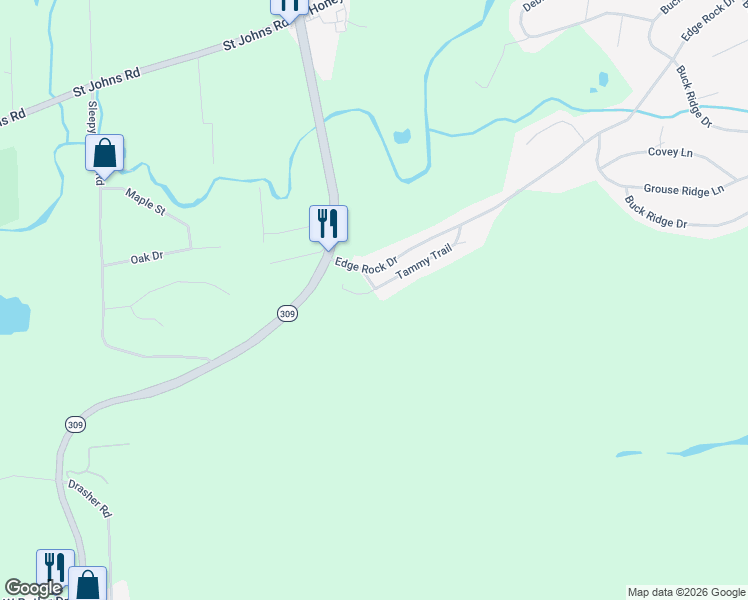 map of restaurants, bars, coffee shops, grocery stores, and more near 72 Tammy Trail in Drums