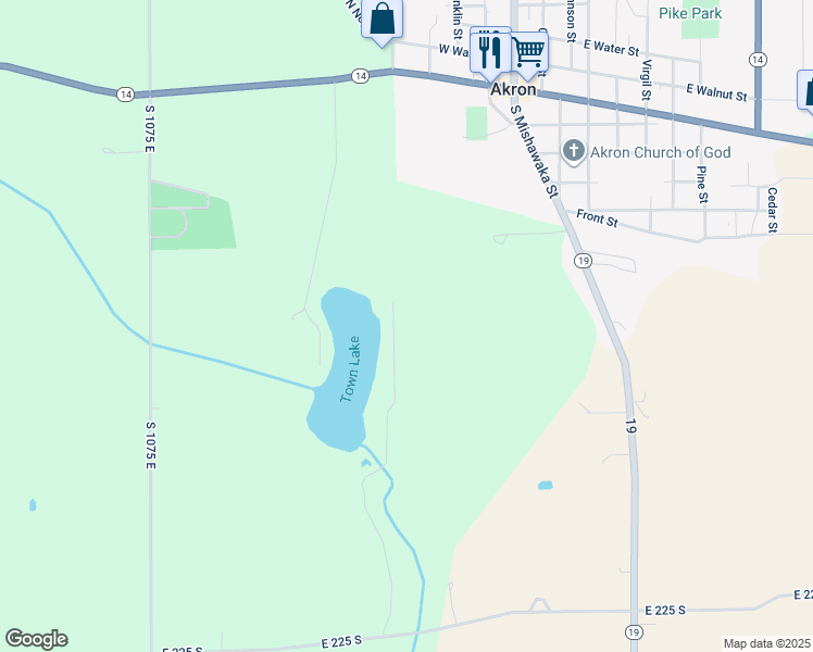 map of restaurants, bars, coffee shops, grocery stores, and more near in Akron