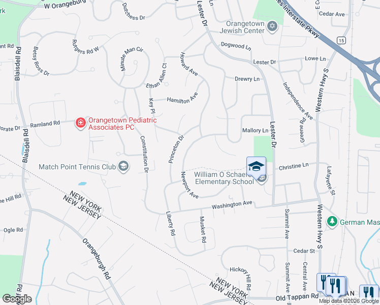 map of restaurants, bars, coffee shops, grocery stores, and more near 232 Newport Avenue in Tappan