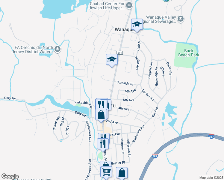 map of restaurants, bars, coffee shops, grocery stores, and more near 1004 Ringwood Avenue in Wanaque