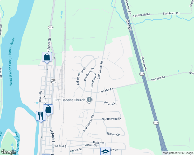 map of restaurants, bars, coffee shops, grocery stores, and more near 501-527 Golf Course Road in Milton
