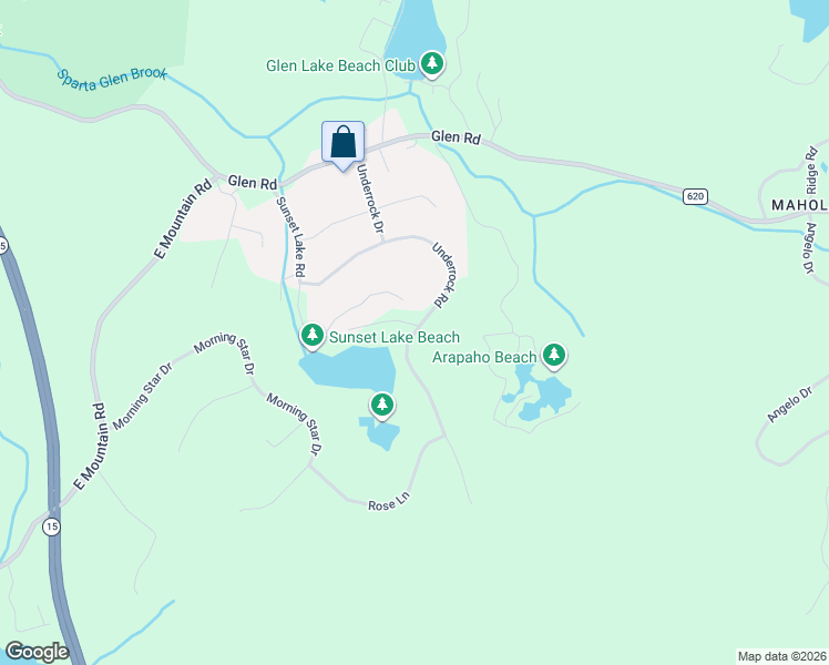 map of restaurants, bars, coffee shops, grocery stores, and more near 52 Underrock Road in Sparta