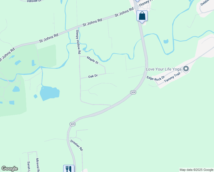 map of restaurants, bars, coffee shops, grocery stores, and more near 45 Ironmaster Road in Drums
