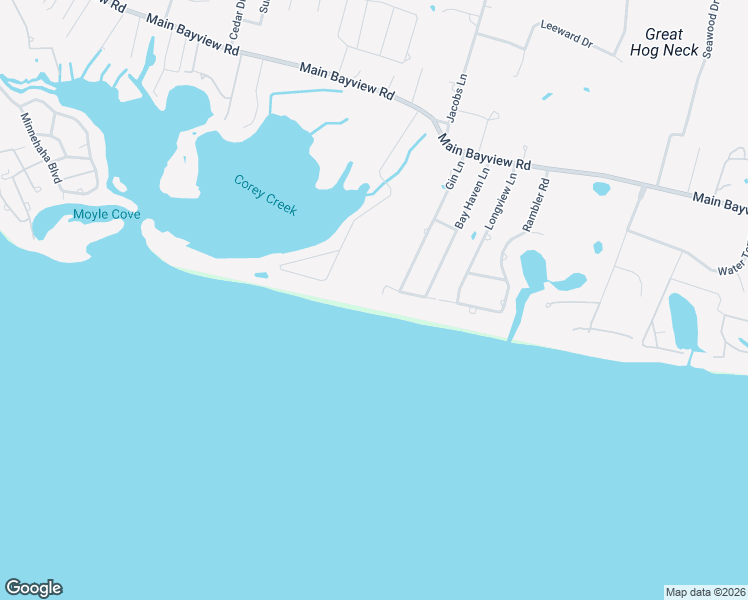 map of restaurants, bars, coffee shops, grocery stores, and more near 1355 Watersedge Way in Southold