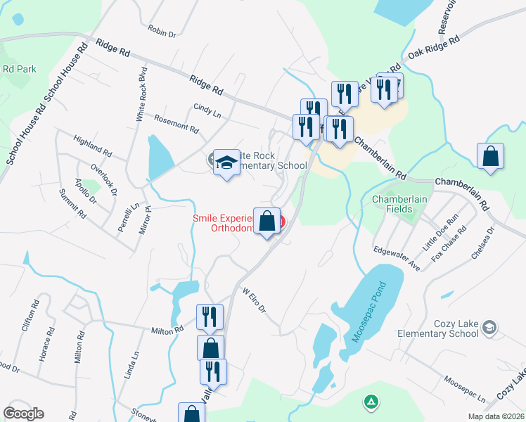 map of restaurants, bars, coffee shops, grocery stores, and more near 15 Stonehouse Court in Jefferson