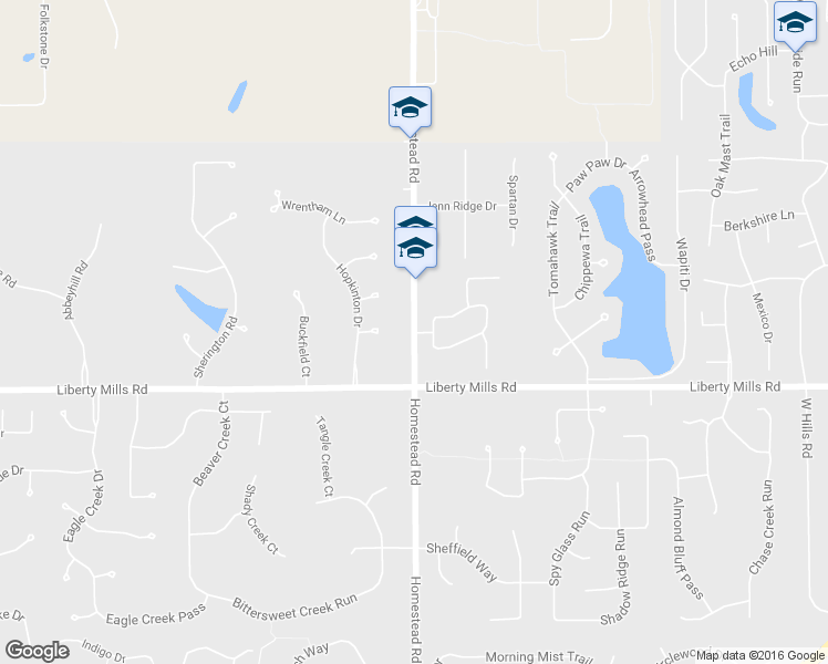 map of restaurants, bars, coffee shops, grocery stores, and more near 5508 Homestead Road in Fort Wayne