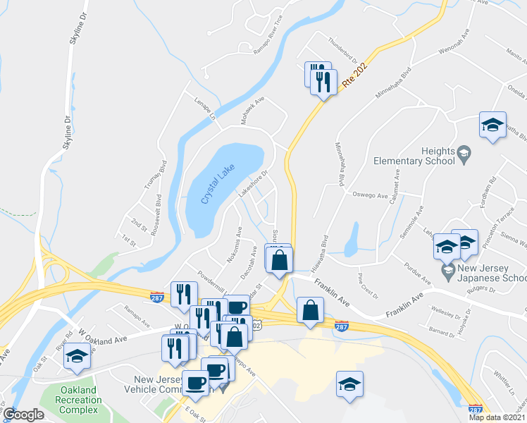 map of restaurants, bars, coffee shops, grocery stores, and more near 14 Rockaway Avenue in Oakland