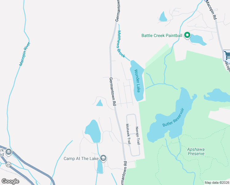 map of restaurants, bars, coffee shops, grocery stores, and more near 250 Germantown Road in West Milford