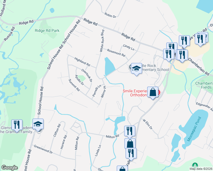 map of restaurants, bars, coffee shops, grocery stores, and more near 7 Mirror Place in Jefferson