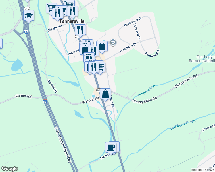 map of restaurants, bars, coffee shops, grocery stores, and more near 217 Learn Road in Tannersville
