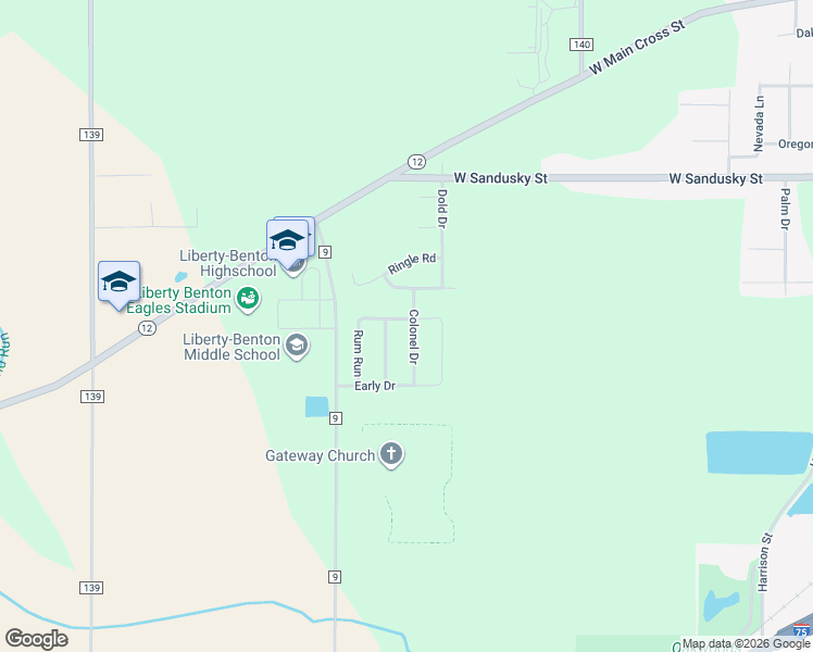 map of restaurants, bars, coffee shops, grocery stores, and more near 9220 Colonel Drive in Findlay