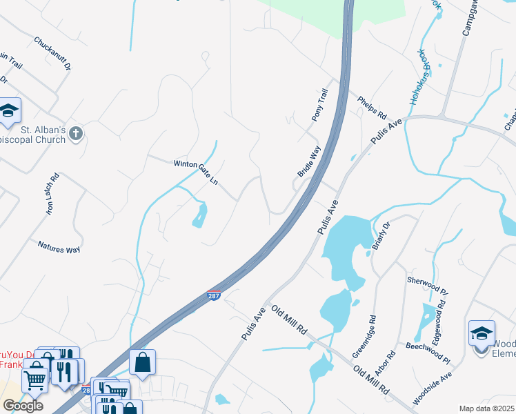 map of restaurants, bars, coffee shops, grocery stores, and more near 826 Shadow Ridge Road in Franklin Lakes