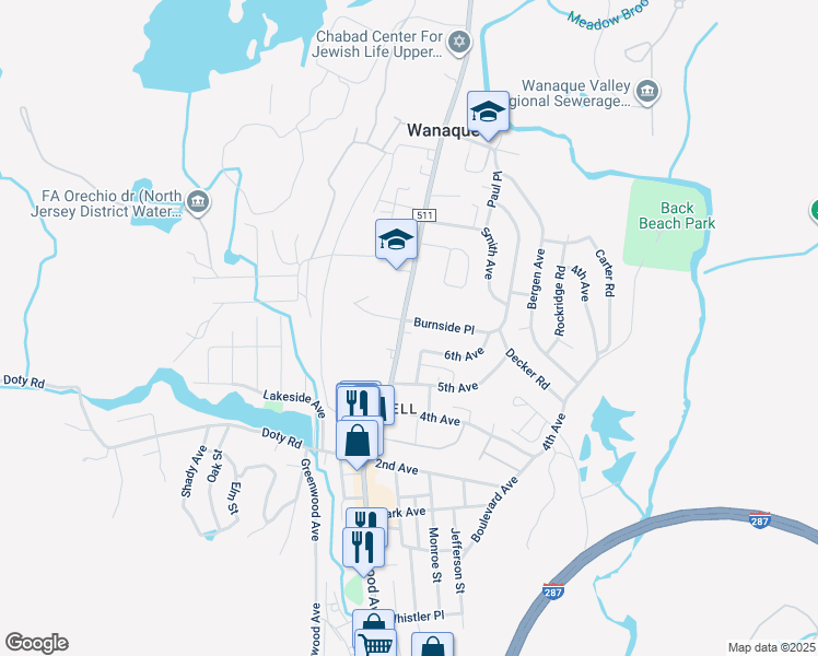 map of restaurants, bars, coffee shops, grocery stores, and more near 1004 Ringwood Avenue in Wanaque