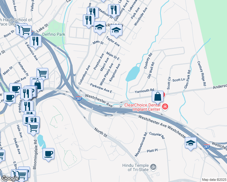 map of restaurants, bars, coffee shops, grocery stores, and more near 71 Parkview Avenue East in Harrison