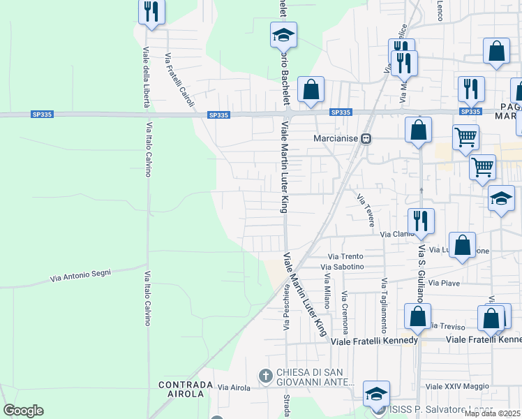 map of restaurants, bars, coffee shops, grocery stores, and more near 11 Via Pistoia in Marcianise