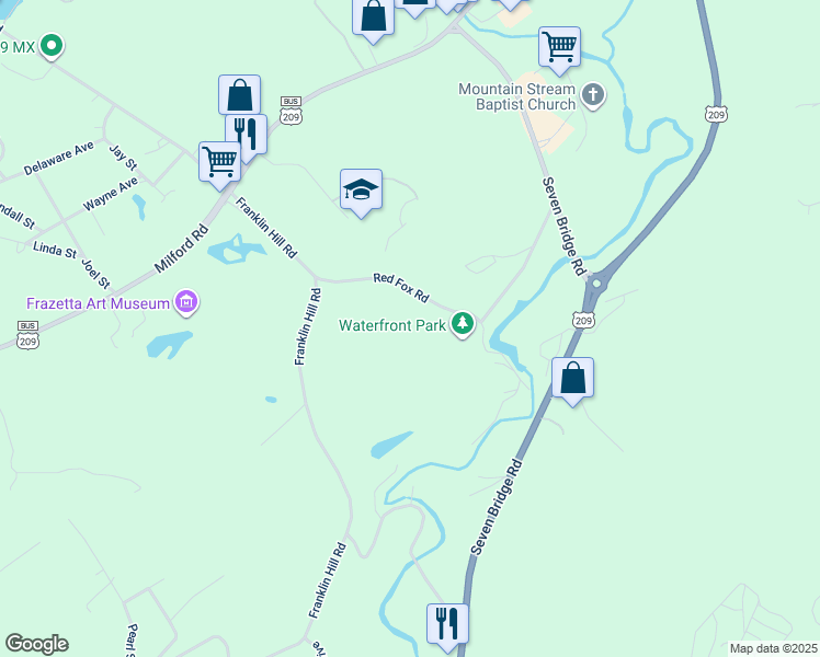 map of restaurants, bars, coffee shops, grocery stores, and more near 1142 Red Fox Road in East Stroudsburg