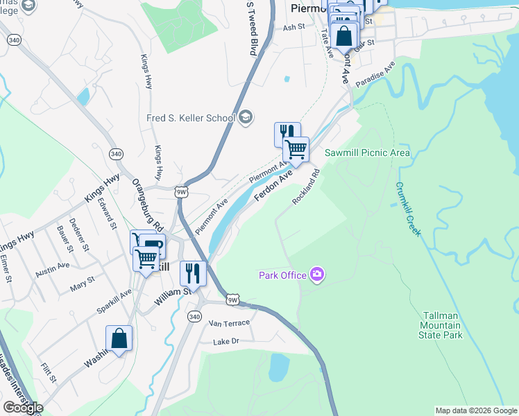 map of restaurants, bars, coffee shops, grocery stores, and more near 79 Ferdon Avenue in Sparkill