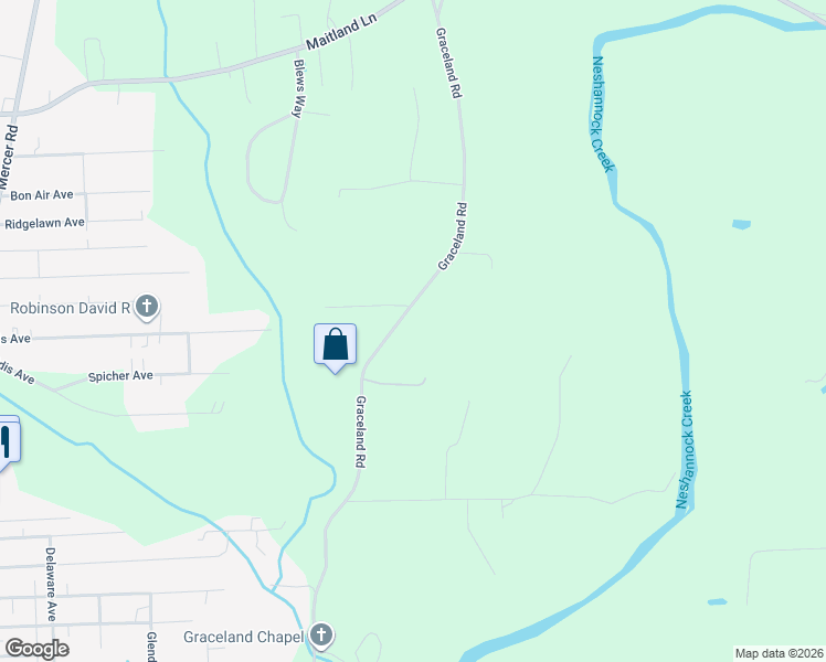 map of restaurants, bars, coffee shops, grocery stores, and more near 2612 Graceland Road in New Castle