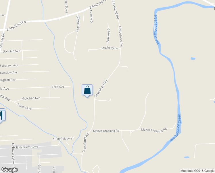 map of restaurants, bars, coffee shops, grocery stores, and more near 2612 Graceland Road in New Castle